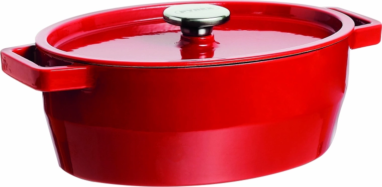 Gietijzeren braadpan met deksel Pyrex 4 l, 29 × 21 cm, rood
