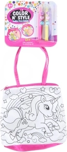 Inkleur-handtasje voor kinderen met stiften en steentjes