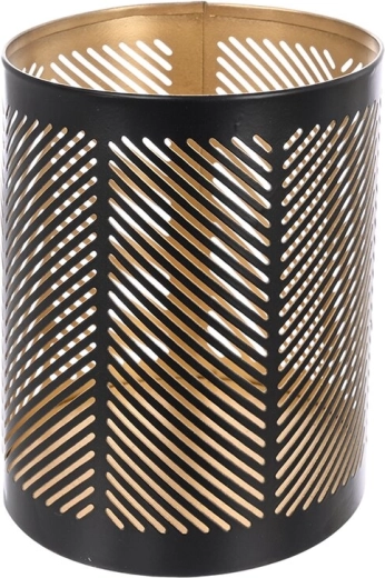 Metalen kandelaar Line zwart-goud 12 cm