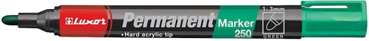 Permanente marker LUXOR 250 groen, ronde punt 2–3 mm