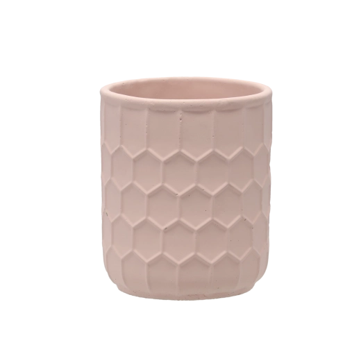 Cementen plantenpot-omslag roze 13,5 × 13,5 × 16 cm honingraatpatroon