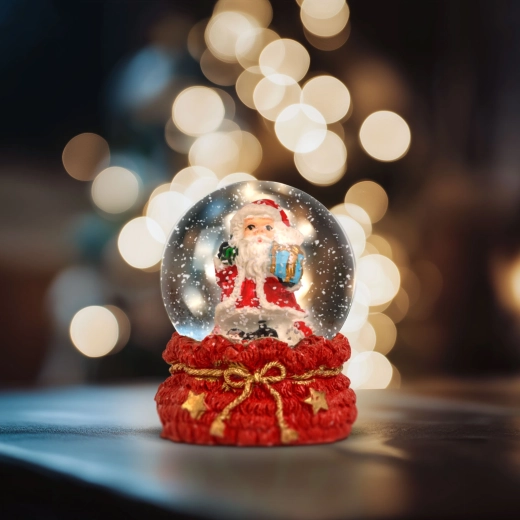 Kerstsneeuwbol met de kerstman - 1 stuk