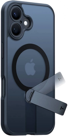 Hoesje met draaibare standaard TORRAS Pstand Spin voor iPhone 16, zwart