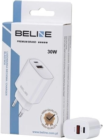 Netlader 30W GaN met USB-C en USB-A Beline – Wit