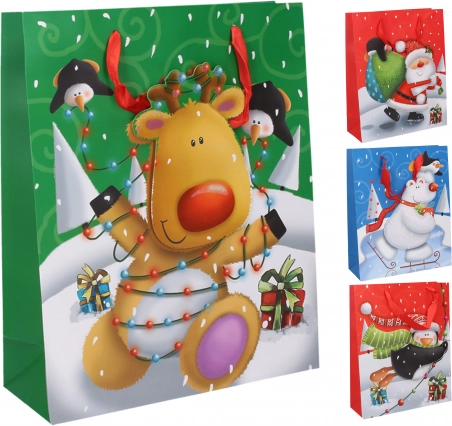 Cadeautas L 39 × 30 × 12 cm Kerstmotieven