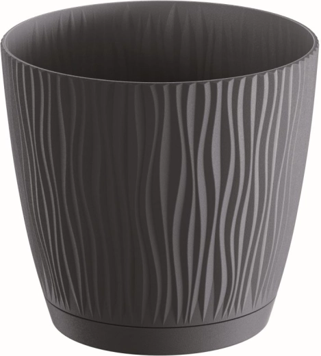 Bloempot Sandy met schotel 14,9 cm antraciet