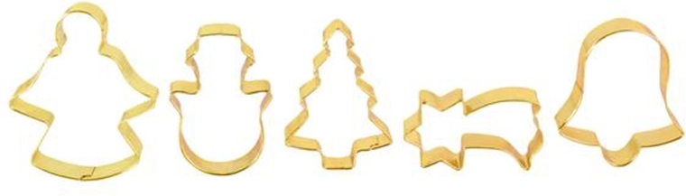 Set van gouden uitstekers voor koekjes TORO, 5 stuks