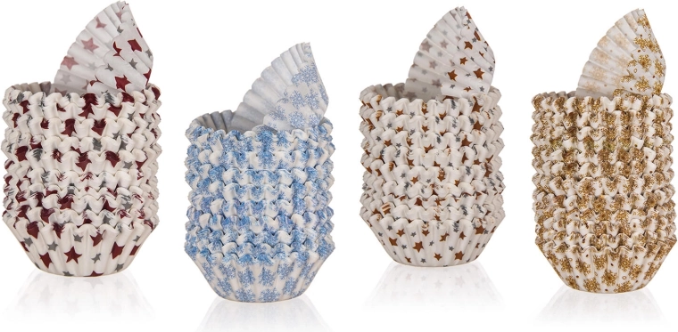 Papieren bakkersvormpjes XMASS, kleuremixer, 3 × 2,1 cm, 200 st.