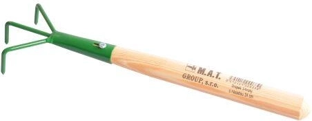 Tuinhandkrabber met 3 tanden en houten handvat 24 cm