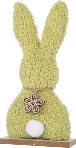Decoratief beeldje Bouclé konijn groen 25 cm