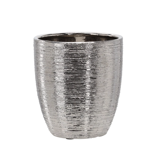 Keramische bloempot hoes 25 × 25 × 25 cm zilverkleurig