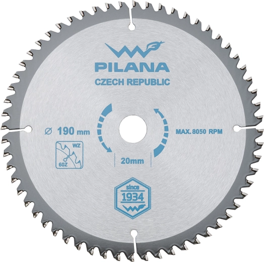 Zaagblad PILANA 190 mm, 60 tanden, SK voor hout