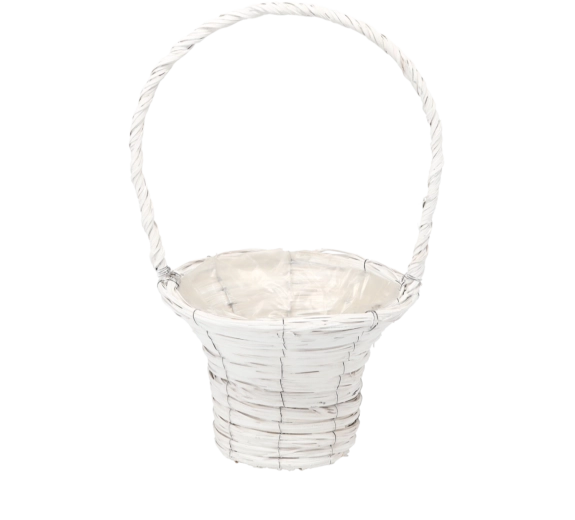 Witte rieten mand – plantenpot-omslag 26 × 46 cm