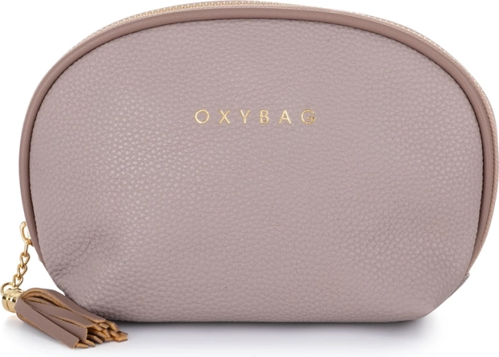 Cosmetictas PLUS van leer in mocca-kleur