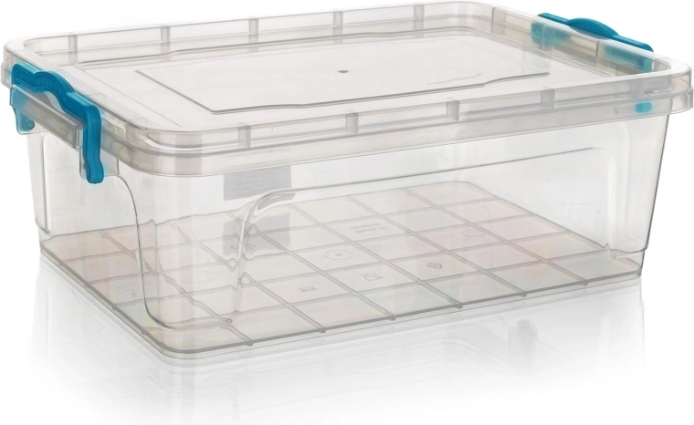 GEMA bewaarbox rechthoekig 4 l met turquoise handgrepen