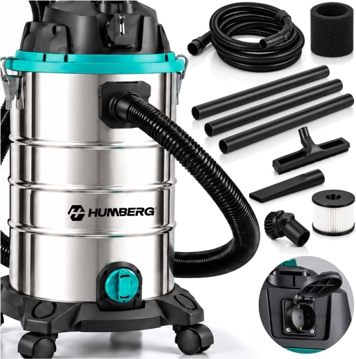 Humberg industriële stofzuiger voor nat en droog zuigen 30 l 1600 W