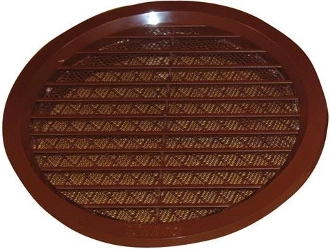 Kunststof ventilatierooster met gaas 150 mm – Bruin