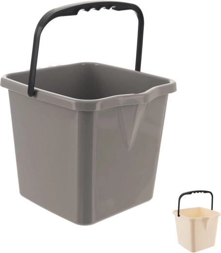 Vierkante kunststof emmer 12 l, gemengde kleuren