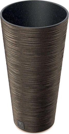 Bloempot Furu Slim Eco Wood met inzetstuk 25 cm – koffie