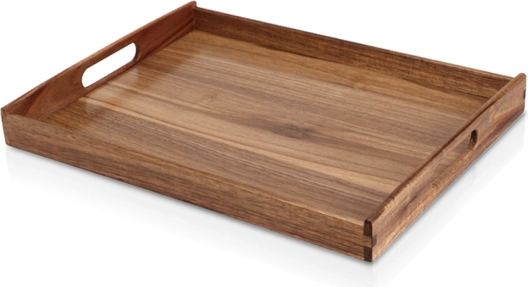 Houten serveerblad van acaciahout met handgrepen 40 × 30 cm
