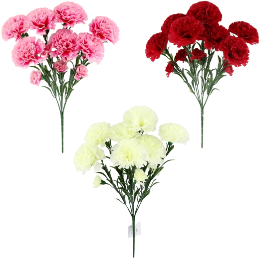Kunstboeket anjers met 14 bloemen, 43 cm, mix van kleuren