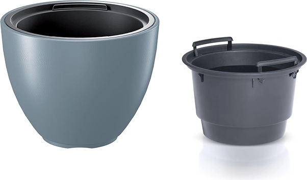 Plastic bloempot met uitneembare inzet 39,5 cm lichtgrijs