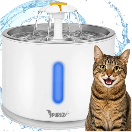 Purlov automatische waterfontein voor hond en kat 2,4 l met filter en LED