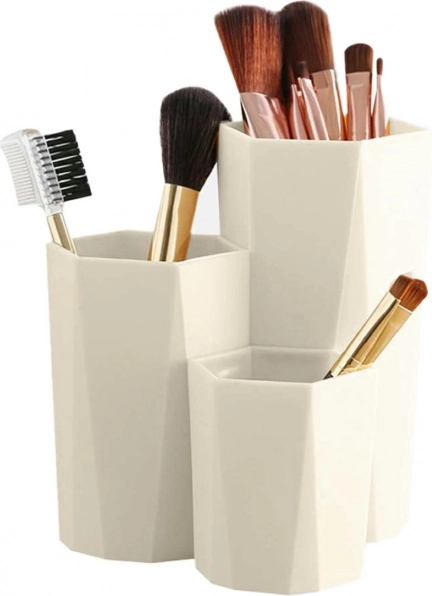 Organizer voor kwasten en cosmetica met 3 vakken, crème