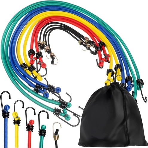 Elastische bagageriemen met haken, 12 stuks