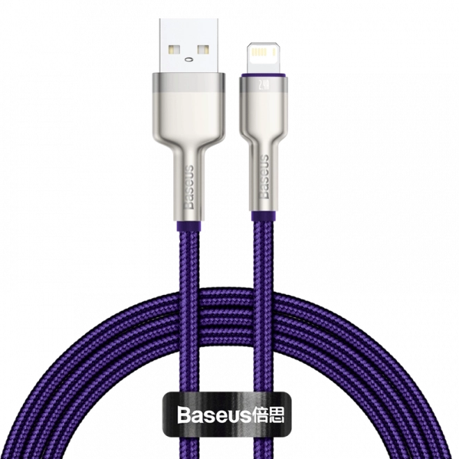 Baseus Cafule gevlochten USB–Lightning kabel 1 m, 2,4 A, paars