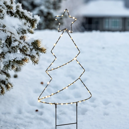 Solight LED kerstdecoratie voor buiten – boompje 68 cm met timer