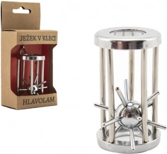 Metalen puzzel Egel in de kooi, verchroomd