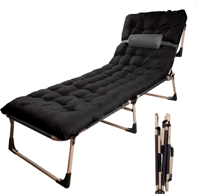 Opvouwbaar kampeerbed 193 cm – zwart