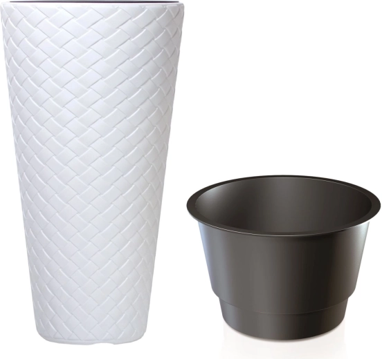 Bloempot Matuba Slim met inzet 30 cm wit