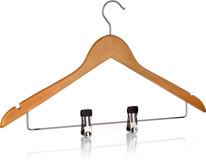 Houten kleerhanger met klemmen 44 × 28 cm