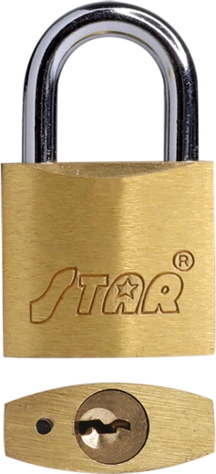 Hangslot STAR 40 mm messing, 3 sleutels