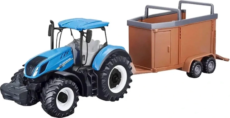 Bburago FarmLand metalen tractor met aanhanger en vliegwiel 10 cm, assorti - 1 stuk