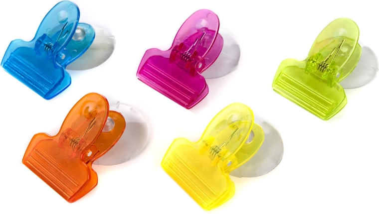 Clip met zuignap voor papier, mix van kleuren, set van 5 stuks