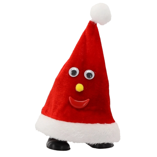 Interactieve kerst Santa-muts 20,5 cm met muziek en beweging