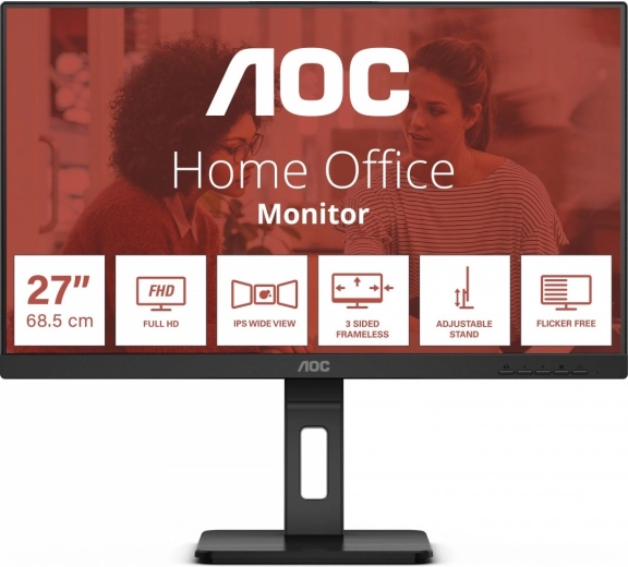 Monitor 27" IPS AOC met HDMI en DP, Pivot, Luidsprekers