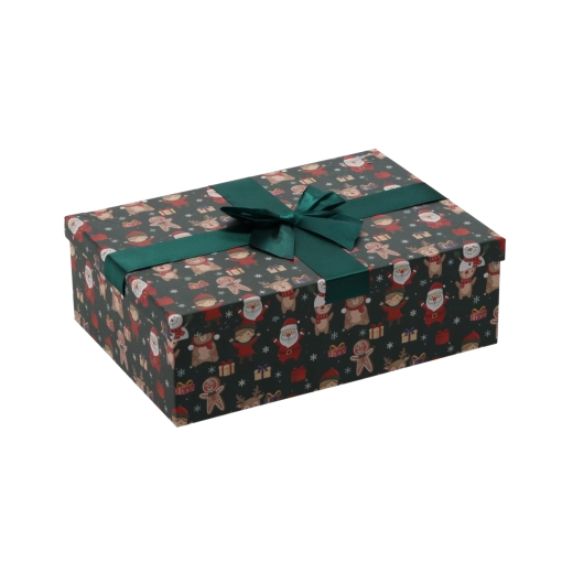 Kerstcadeaudoosje met wijnrode strik – Groen lint