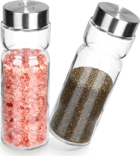 Glazen zoutvaatje en peperstrooier 170 ml, set van 2 stuks VILDE