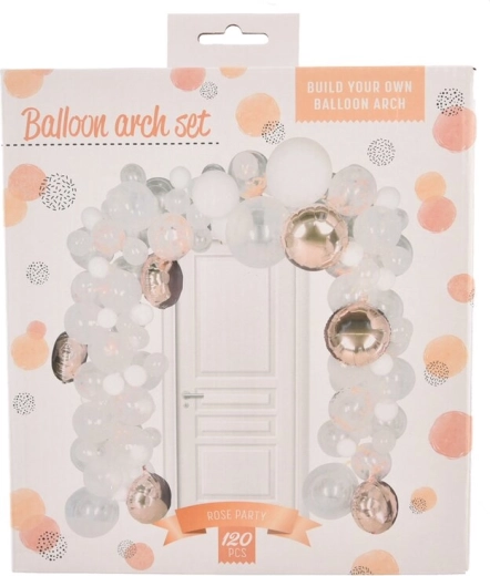 Ballonguirlande van latexballonnen wit en roze 120 stuks