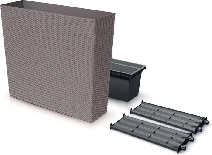 Hoge plantenbak Rato Case met inzet en bewatering, mocca, 77 cm