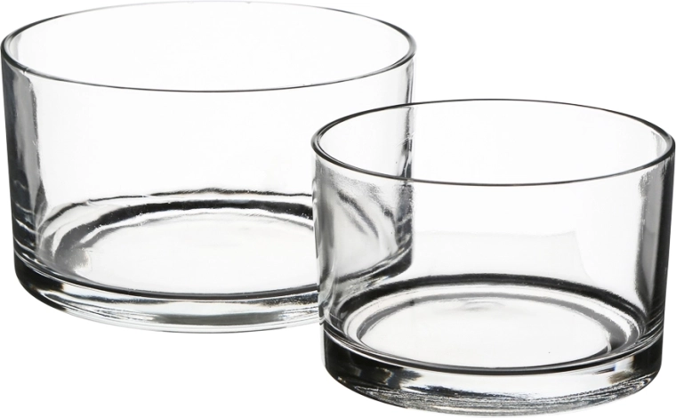 Set glazen saladekommen 17 en 20 cm