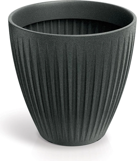 bloempot latia round midl 48 cm zwart graniet