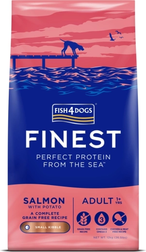 Fish4Dogs Finest zalm met aardappelen – brokken voor volwassen honden van klein formaat 12 kg