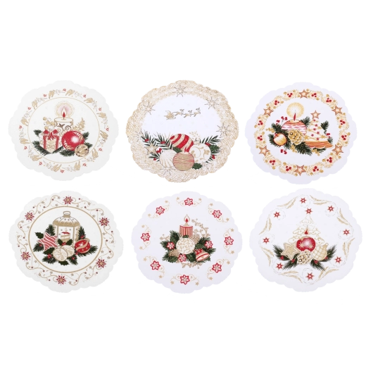 Ronde papieren kerstservetten met motief „Boże Narodzenie“ 28 cm (6 stuks)