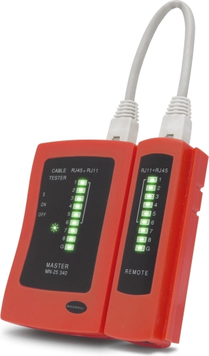 Tester voor RJ11-, RJ12- en RJ45-netwerk- en telefoonkabels