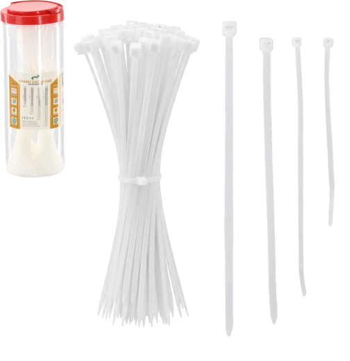 Set nylon kabelbinders in koker, 450 stuks – mix van maten, UV-bestendig